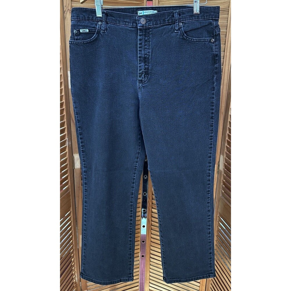 LEE Women's Relaxed Straight Leg Vintage Black High Rise Jeans Size 16